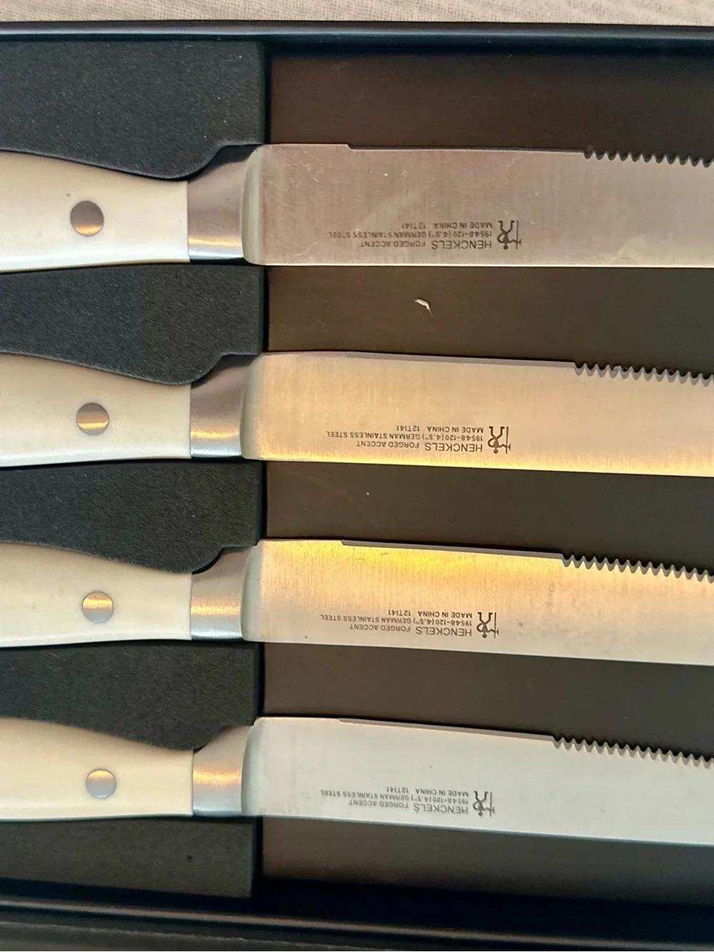 Henckel - white  handle Stainless Steel Serrated Steak Knives – Silver (Set of 4